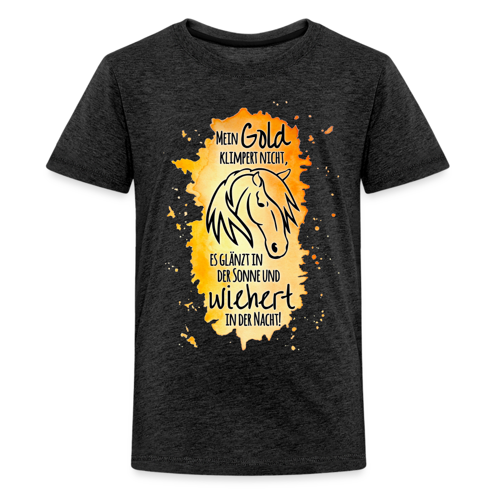 "Mein Gold wiehert" Aquarell-Stil - Teenager T-Shirt - Anthrazit