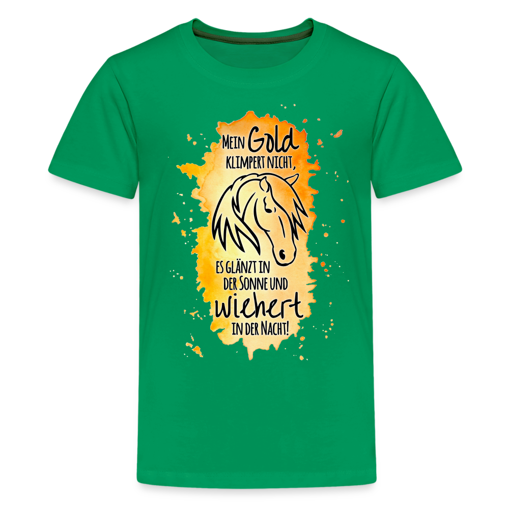 "Mein Gold wiehert" Aquarell-Stil - Teenager T-Shirt - Kelly Green