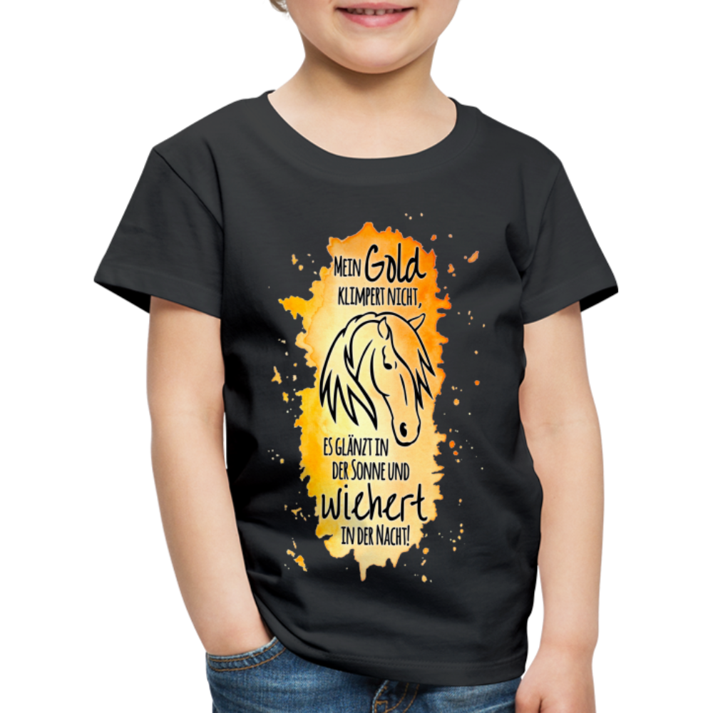 "Mein Gold wiehert" Aquarell-Stil - Kinder T-Shirt - Schwarz