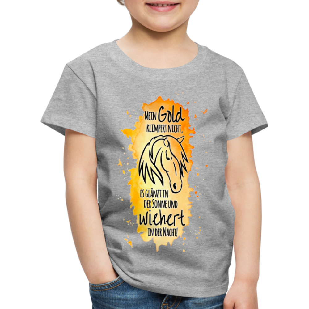 "Mein Gold wiehert" Aquarell-Stil - Kinder T-Shirt - Grau meliert