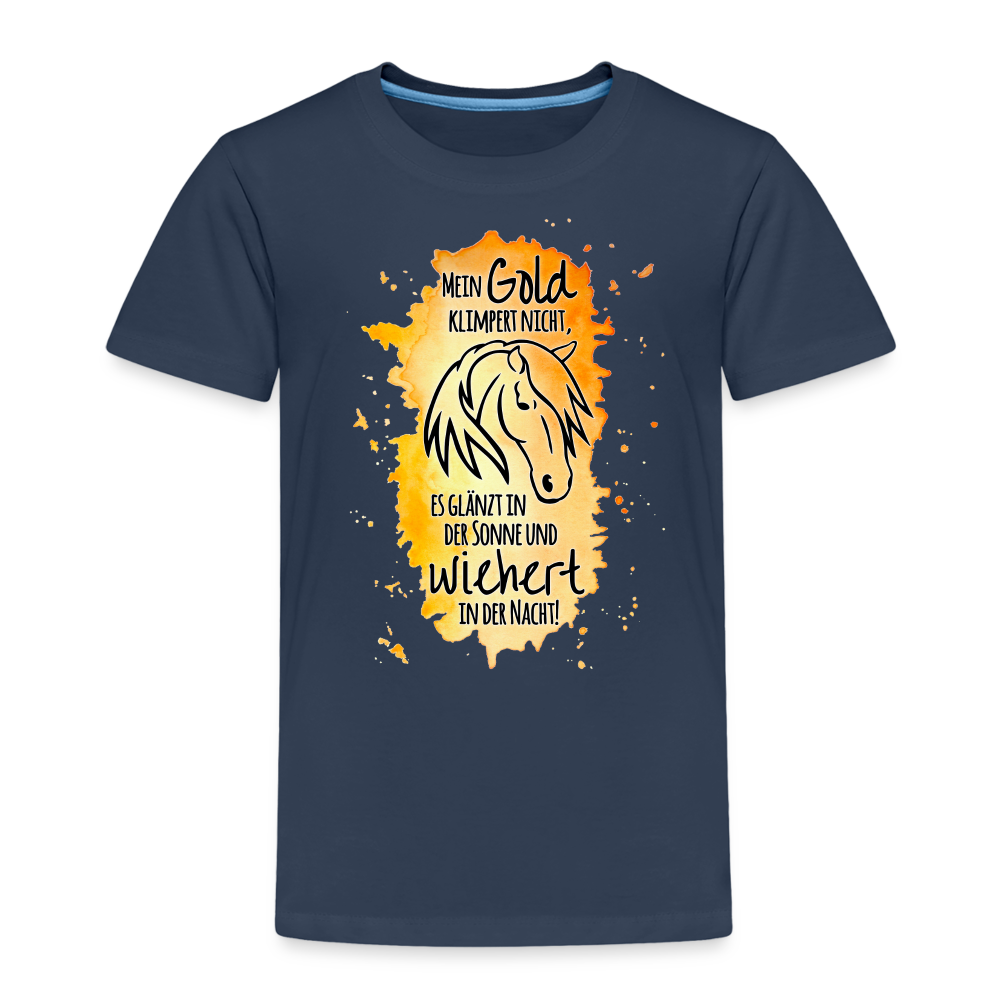 "Mein Gold wiehert" Aquarell-Stil - Kinder T-Shirt - Navy