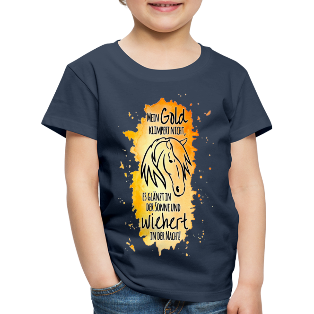 "Mein Gold wiehert" Aquarell-Stil - Kinder T-Shirt - Navy
