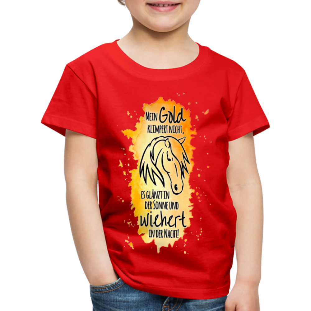 "Mein Gold wiehert" Aquarell-Stil - Kinder T-Shirt - Rot