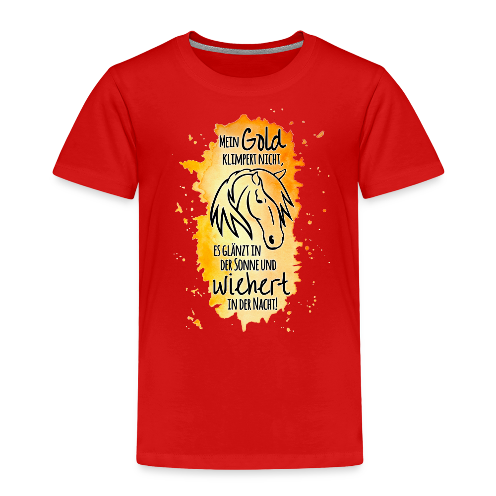 "Mein Gold wiehert" Aquarell-Stil - Kinder T-Shirt - Rot