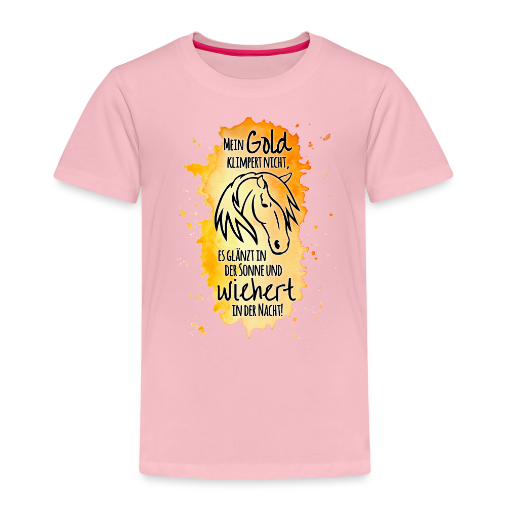 "Mein Gold wiehert" Aquarell-Stil - Kinder T-Shirt - Hellrosa