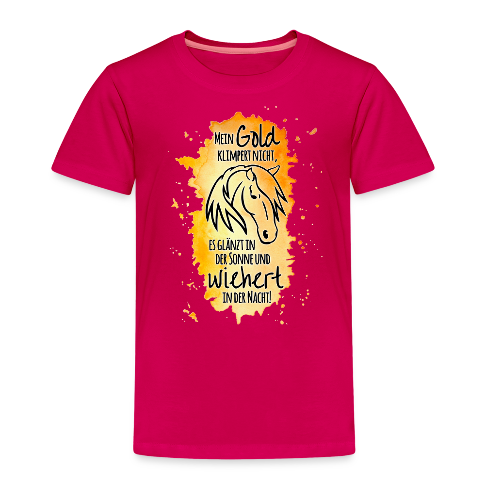 "Mein Gold wiehert" Aquarell-Stil - Kinder T-Shirt - dunkles Pink