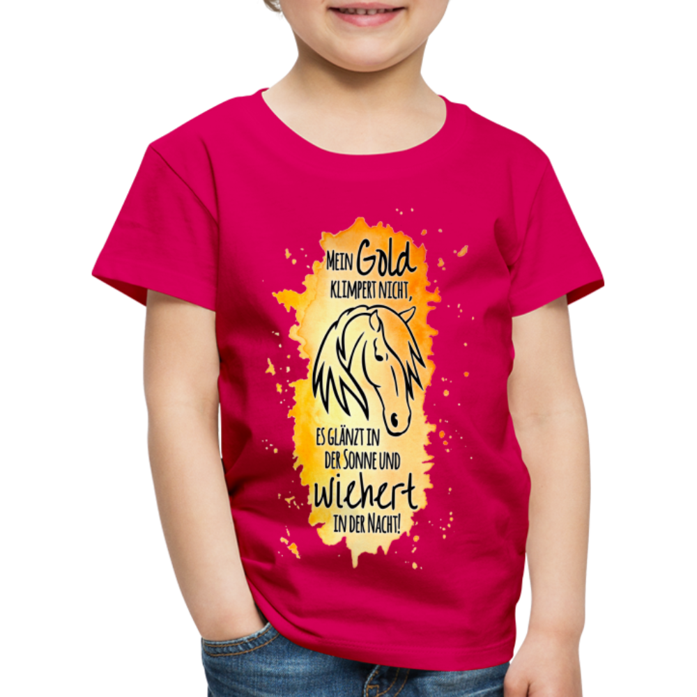 "Mein Gold wiehert" Aquarell-Stil - Kinder T-Shirt - dunkles Pink