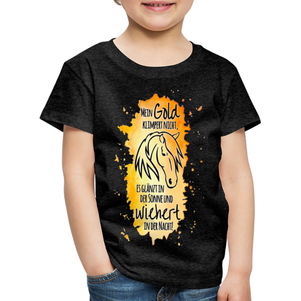"Mein Gold wiehert" Aquarell-Stil - Kinder T-Shirt - Anthrazit