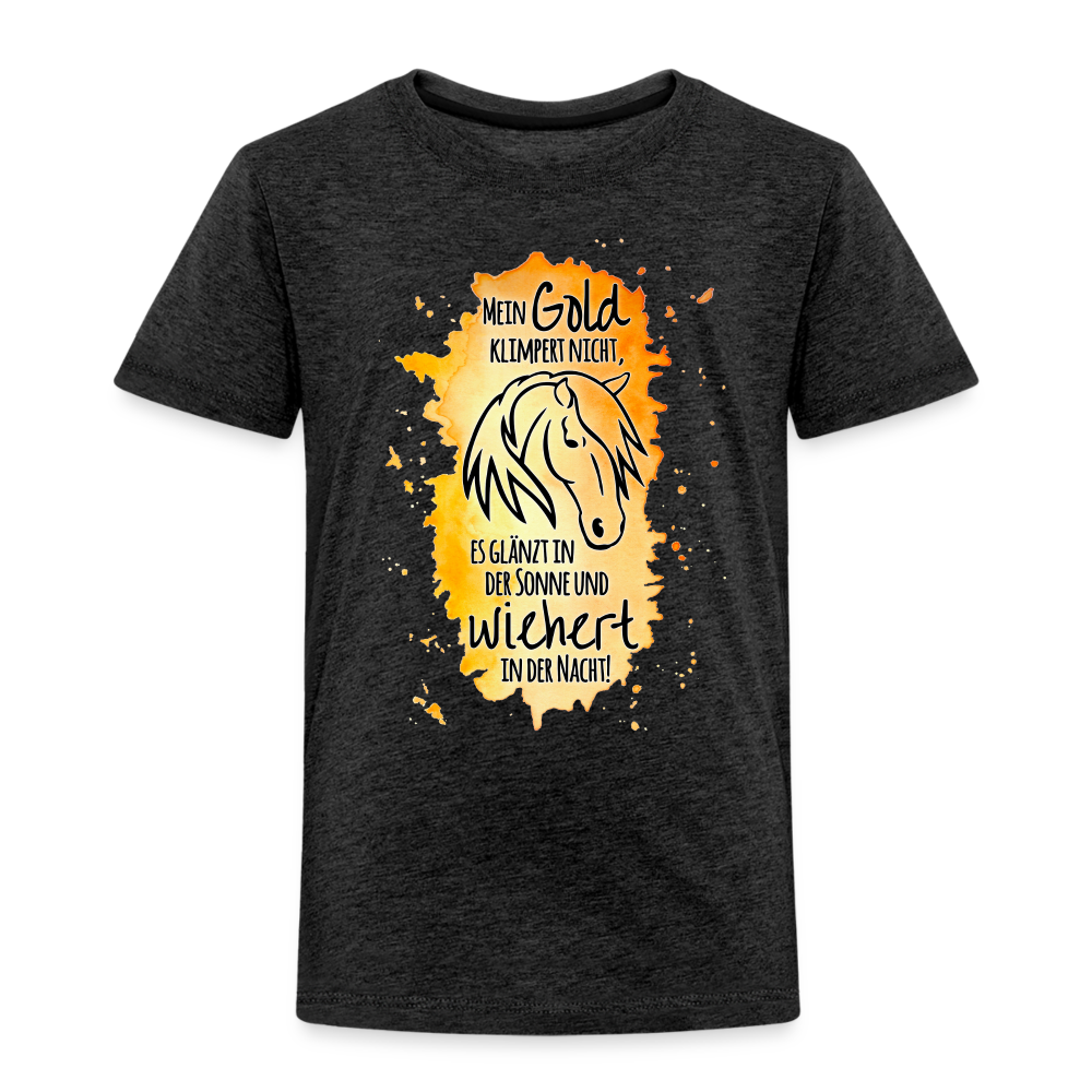 "Mein Gold wiehert" Aquarell-Stil - Kinder T-Shirt - Anthrazit