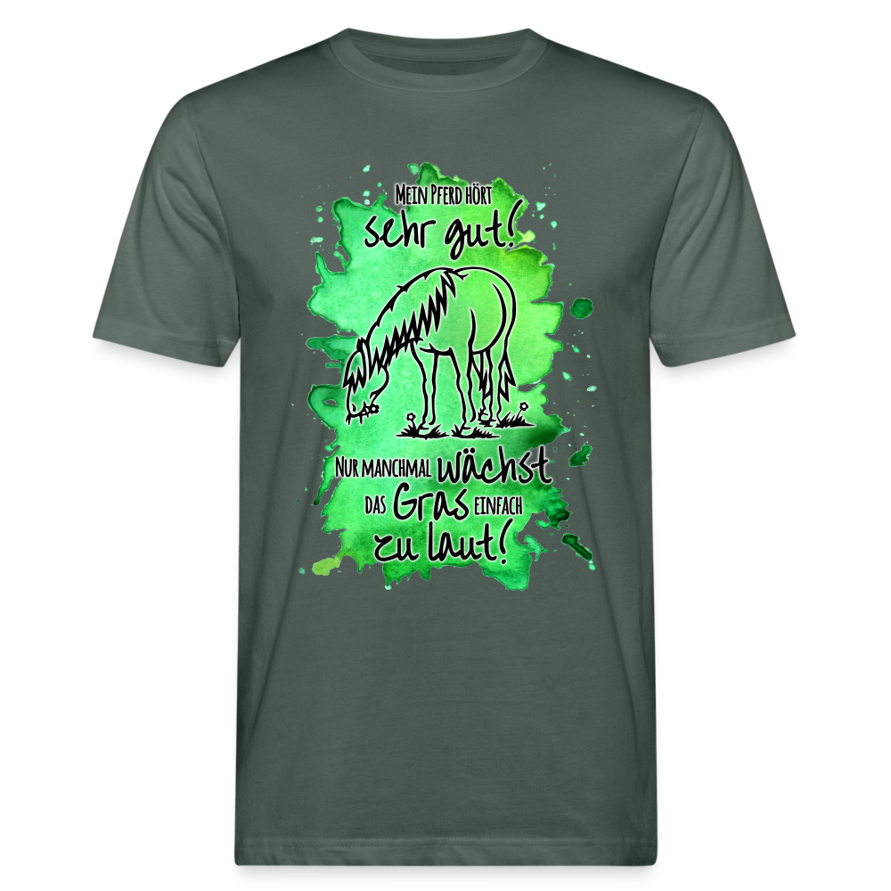 "Lautes Gras" Aquarell-Stil - Männer Bio-T-Shirt - Graugrün