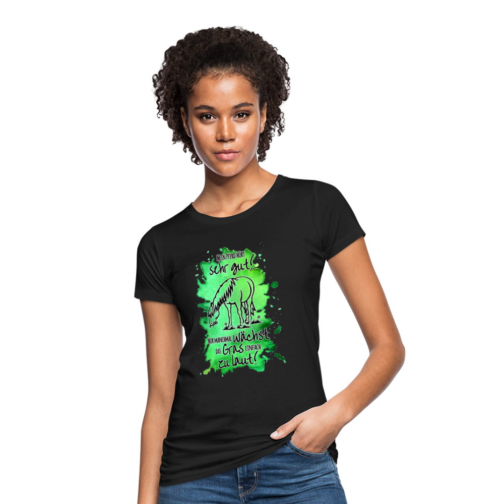 "Lautes Gras" Aquarell-Stil - Frauen Bio-T-Shirt - Schwarz