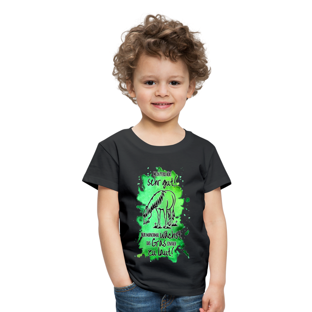 "Lautes Gras" Aquarell-Stil - Kinder T-Shirt - Schwarz