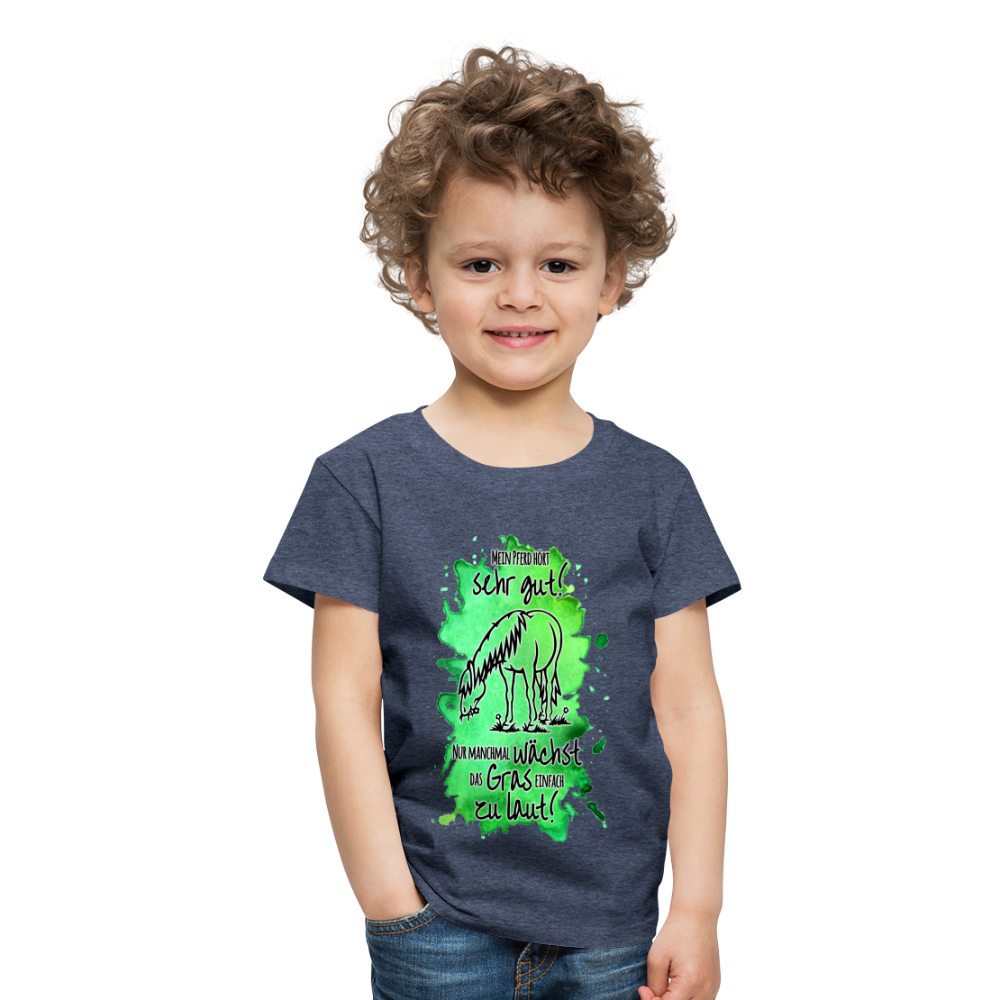 "Lautes Gras" Aquarell-Stil - Kinder T-Shirt - Blau meliert
