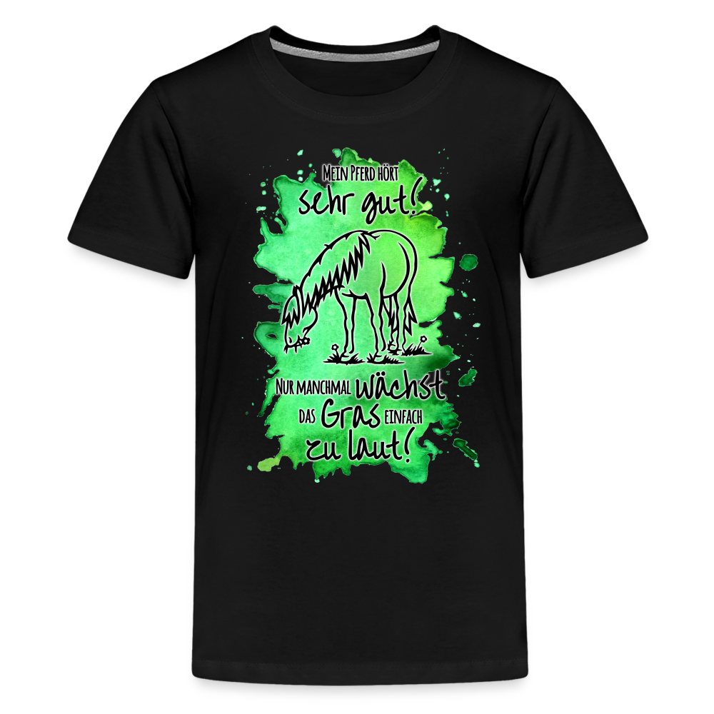 "Lautes Gras" Aquarell-Stil - Teenager T-Shirt - Schwarz