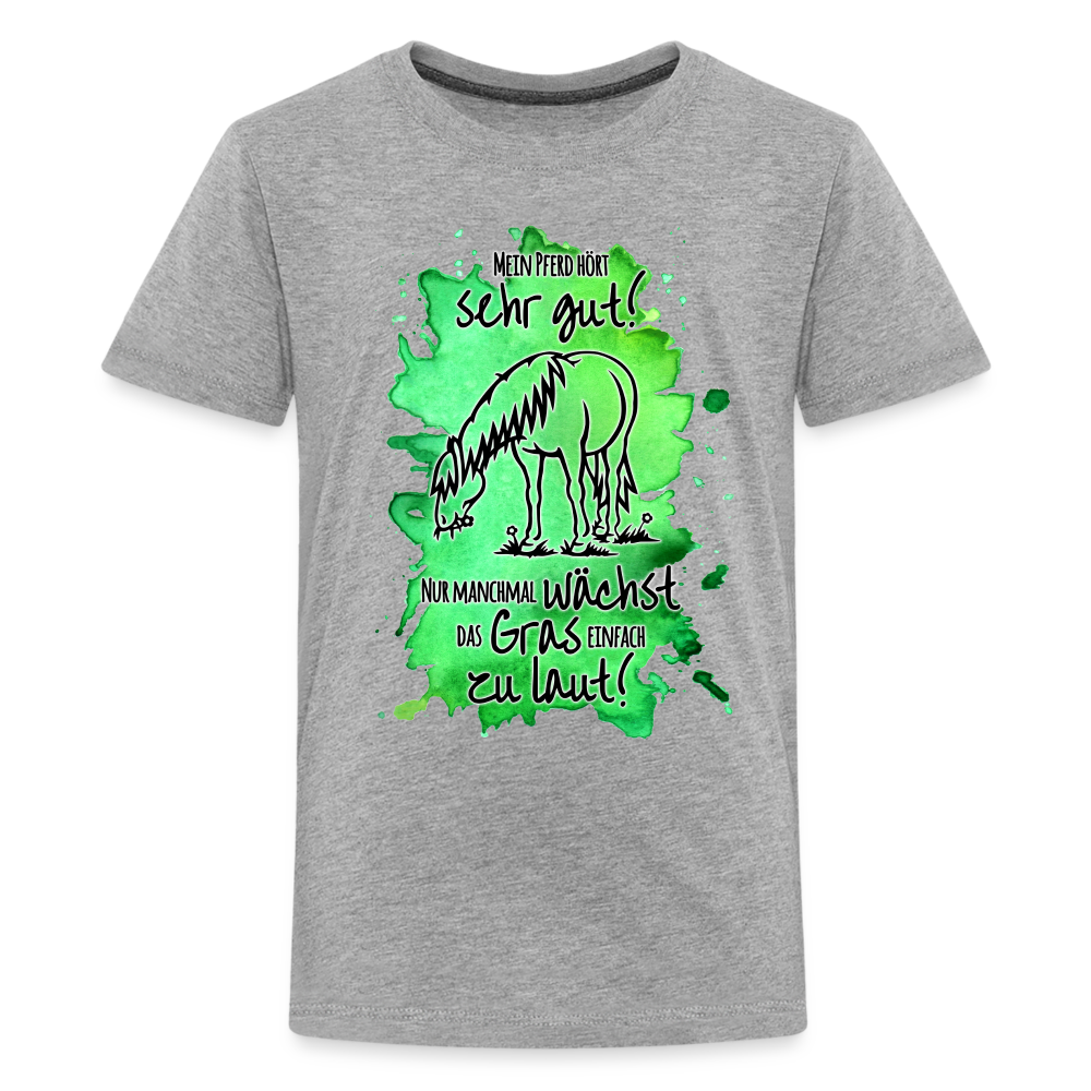 "Lautes Gras" Aquarell-Stil - Teenager T-Shirt - Grau meliert