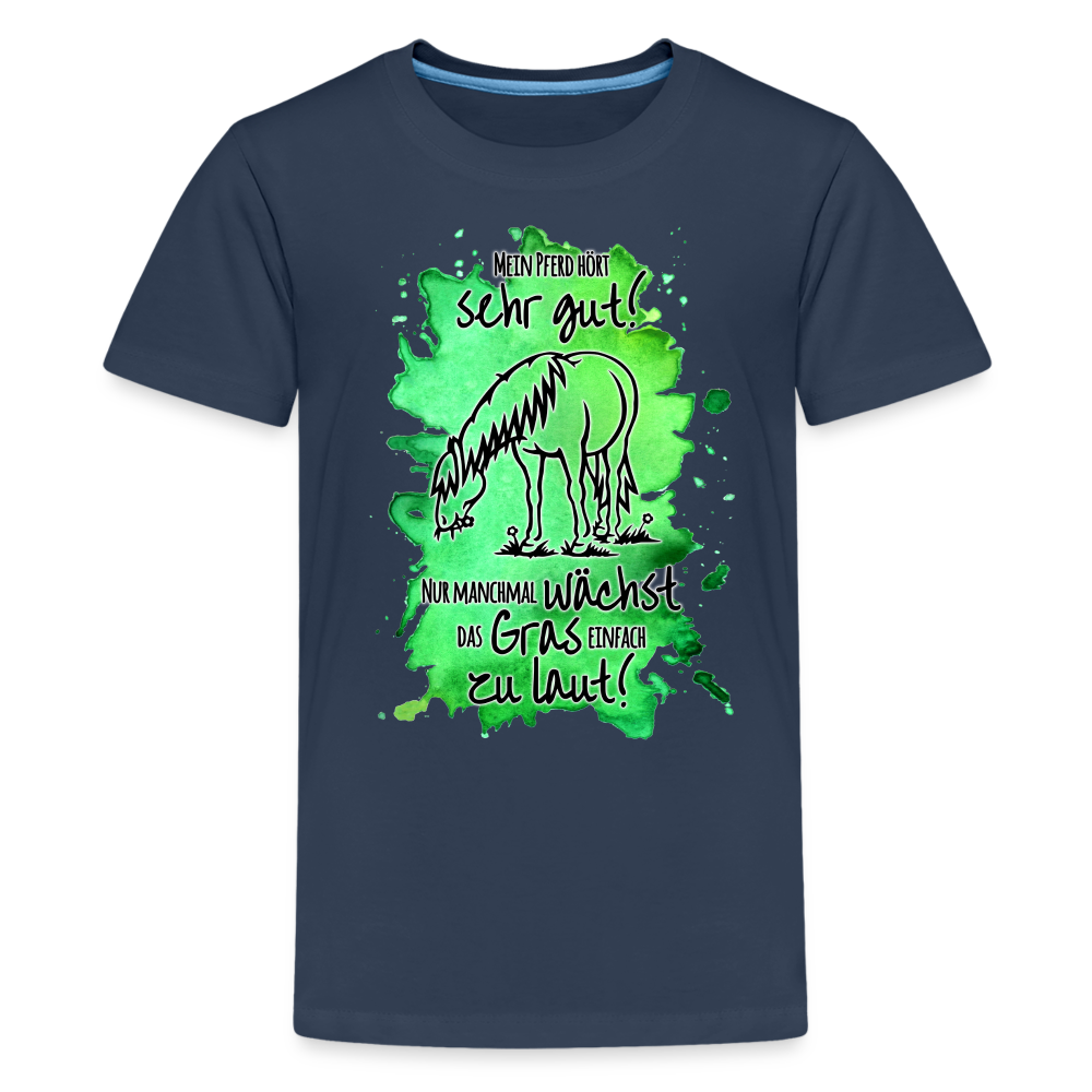 "Lautes Gras" Aquarell-Stil - Teenager T-Shirt - Navy