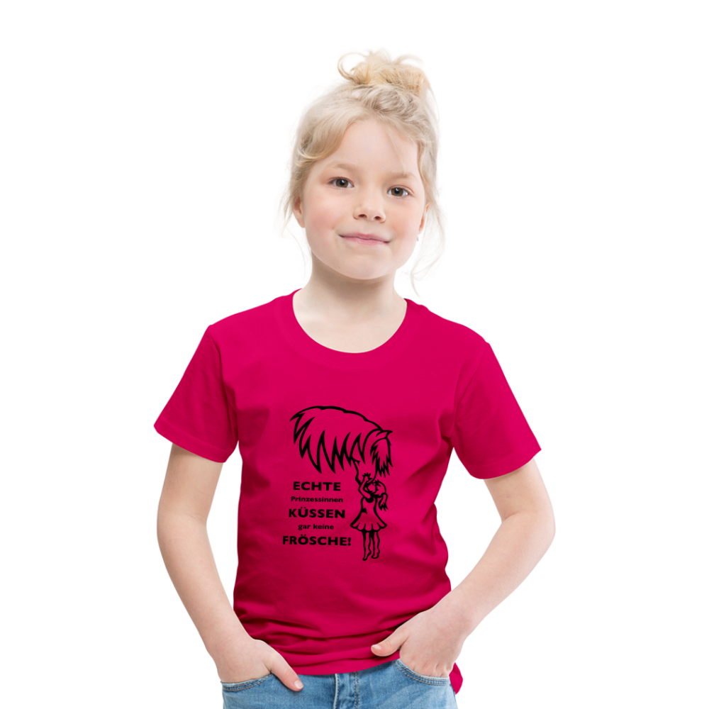 "Prinzessinnen-Kuss" Grafik-Stil - Kinder T-Shirt - dunkles Pink