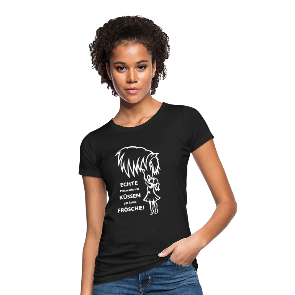 "Prinzessinnen-Kuss" Grafik-Stil - Frauen Bio-T-Shirt - Schwarz