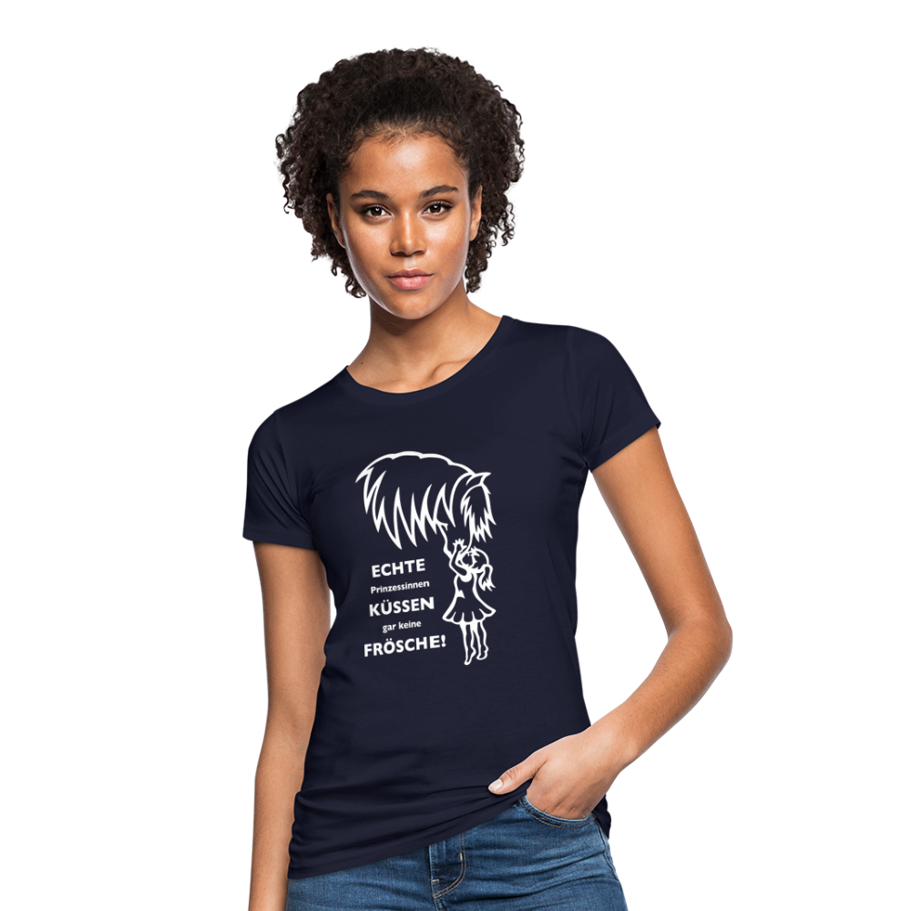 "Prinzessinnen-Kuss" Grafik-Stil - Frauen Bio-T-Shirt - Navy