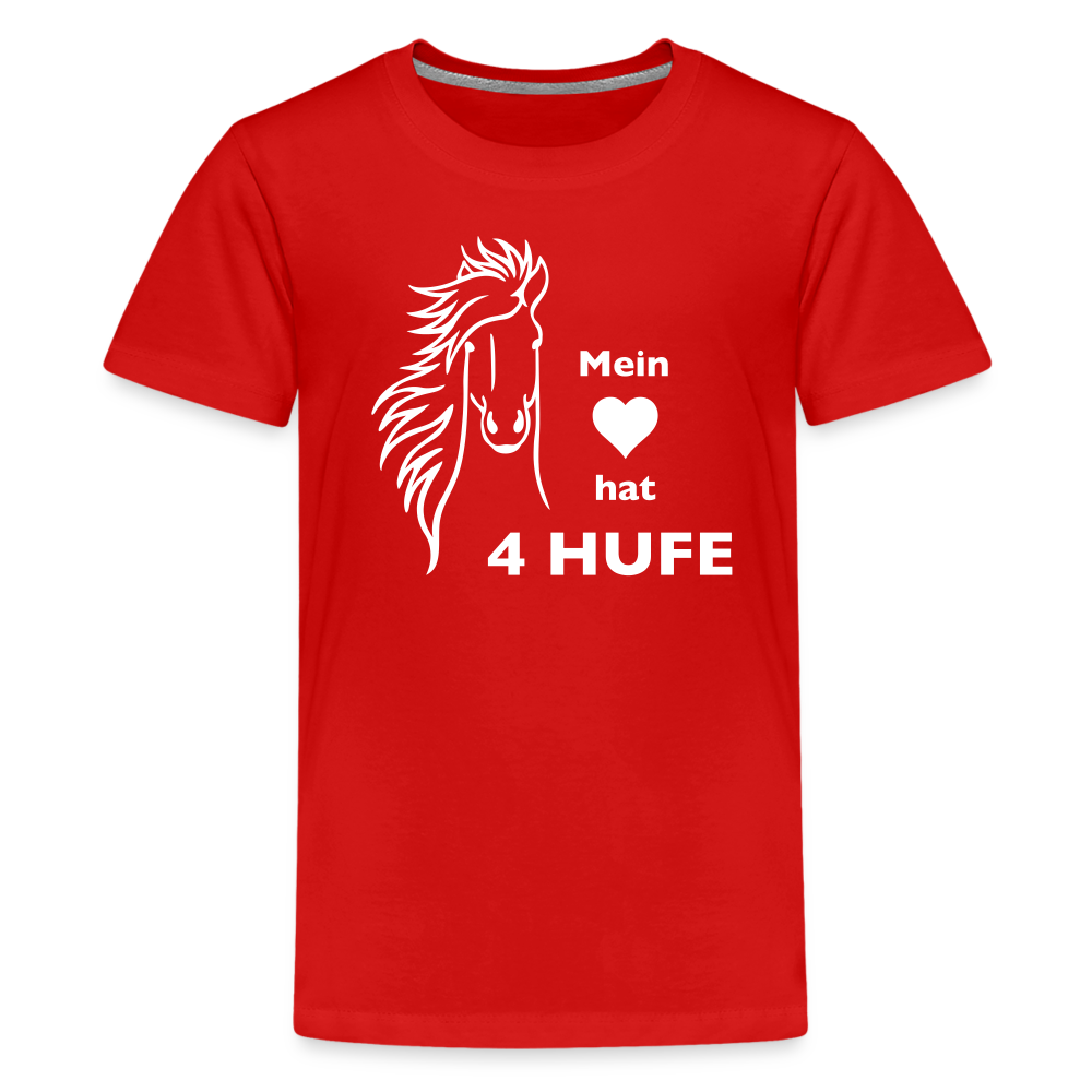 "Mein Herz hat 4 Hufe" Grafik-Stil - Teenager T-Shirt - Rot