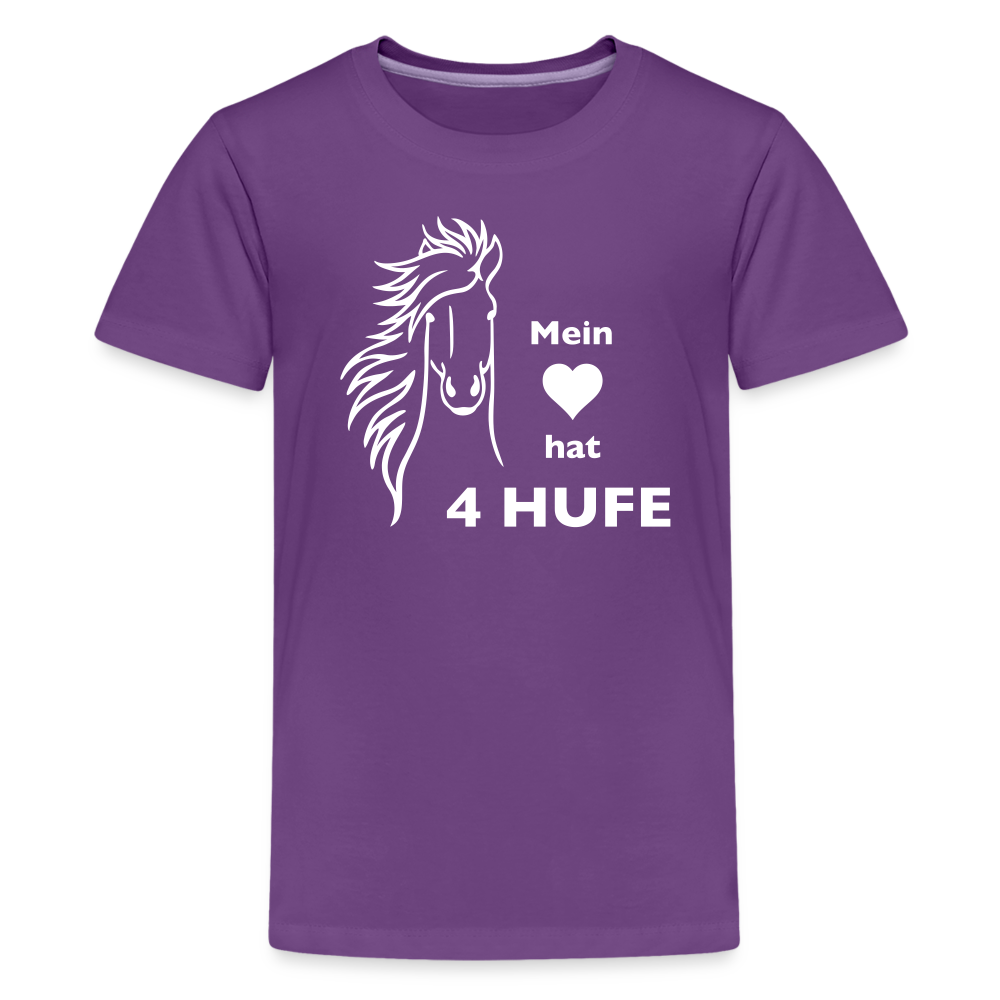 "Mein Herz hat 4 Hufe" Grafik-Stil - Teenager T-Shirt - Lila