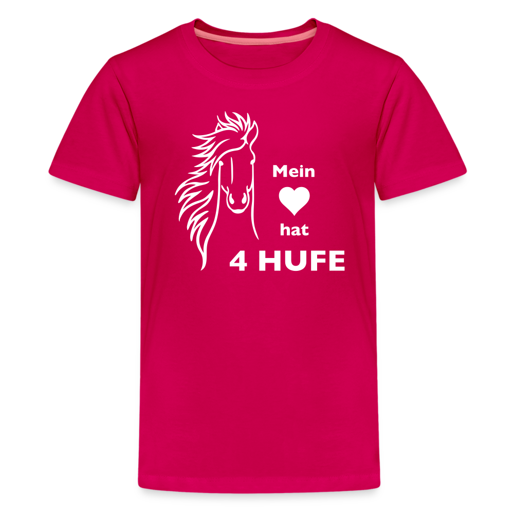 "Mein Herz hat 4 Hufe" Grafik-Stil - Teenager T-Shirt - dunkles Pink
