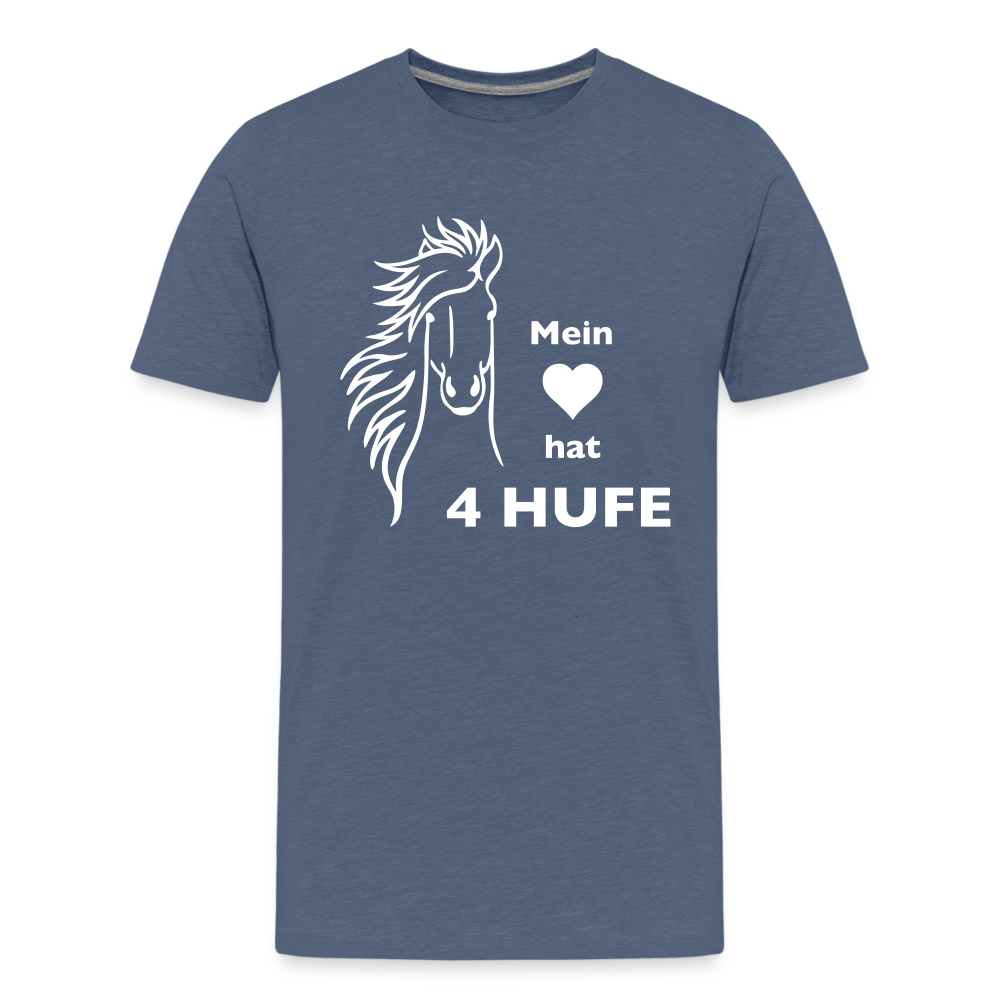 "Mein Herz hat 4 Hufe" Grafik-Stil - Teenager T-Shirt - Blau meliert