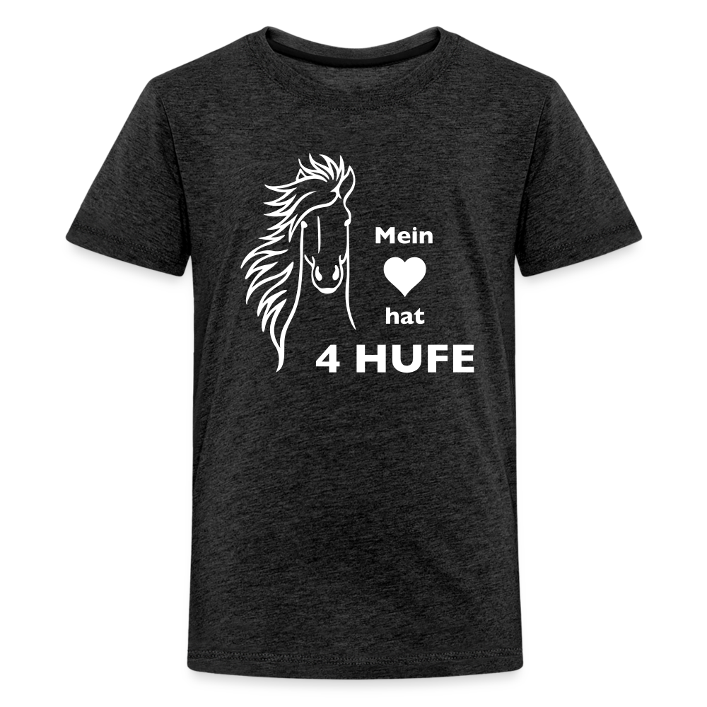 "Mein Herz hat 4 Hufe" Grafik-Stil - Teenager T-Shirt - Anthrazit