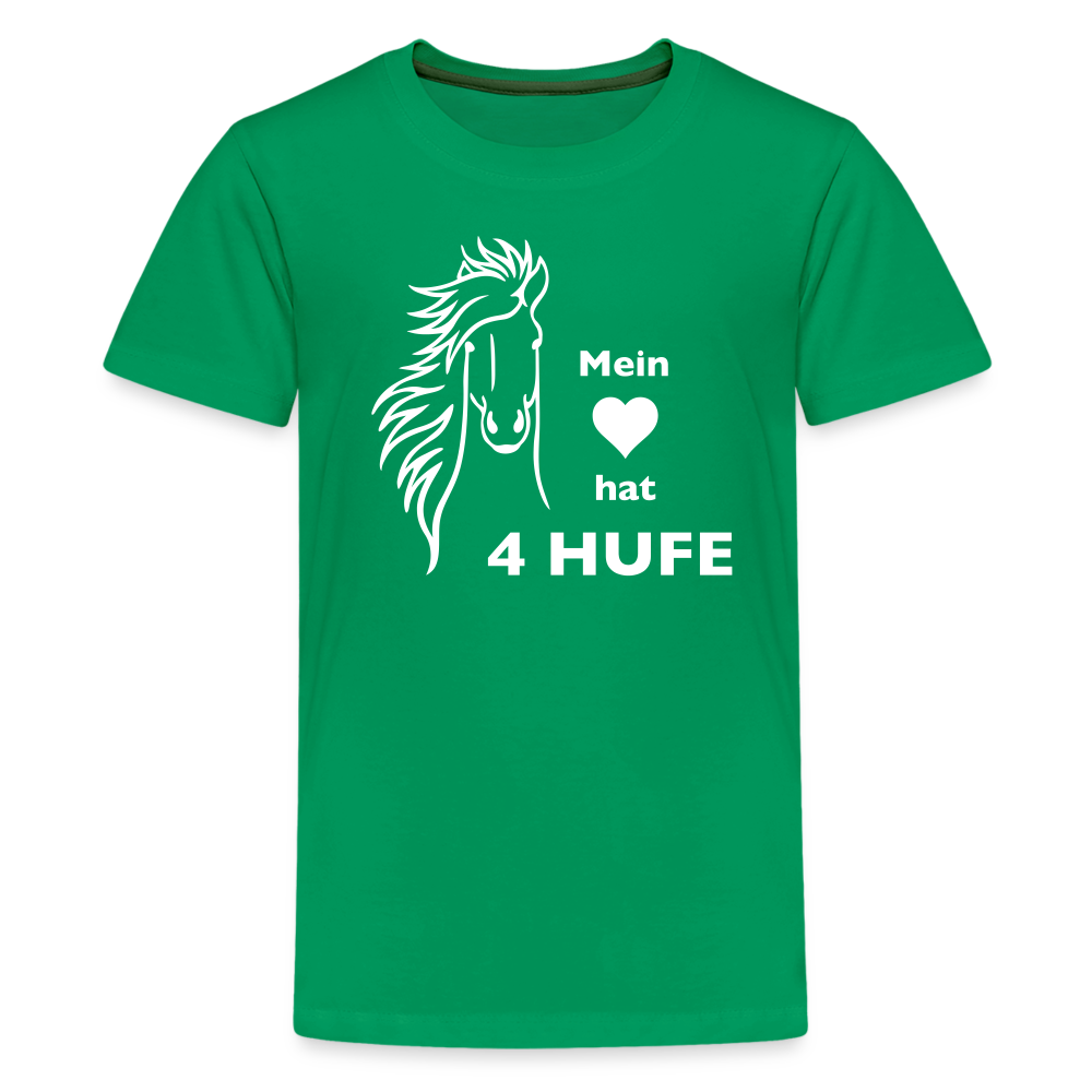 "Mein Herz hat 4 Hufe" Grafik-Stil - Teenager T-Shirt - Kelly Green