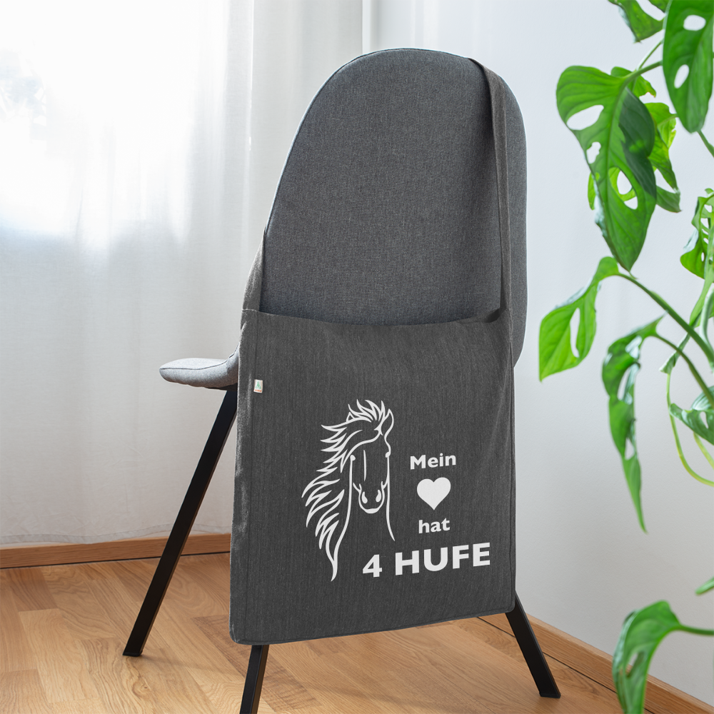 "Mein Herz hat 4 Hufe" Grafik-Stil - Schultertasche - Dunkelgrau meliert