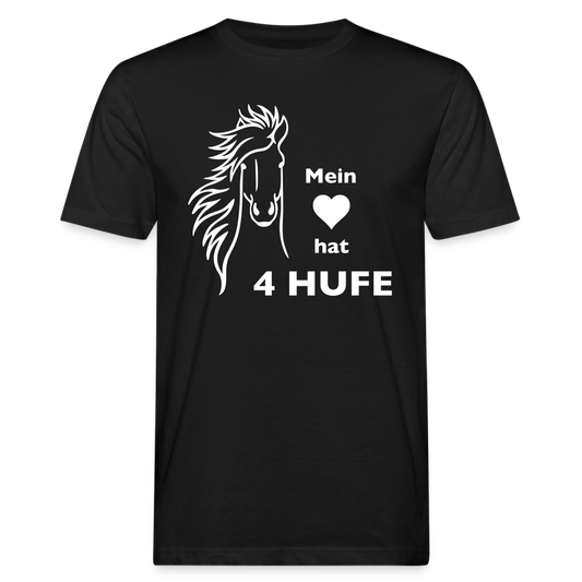 "Mein Herz hat 4 Hufe" Grafik-Stil - Männer Bio-T-Shirt - Schwarz
