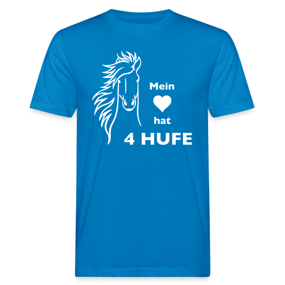 "Mein Herz hat 4 Hufe" Grafik-Stil - Männer Bio-T-Shirt - Pfauenblau
