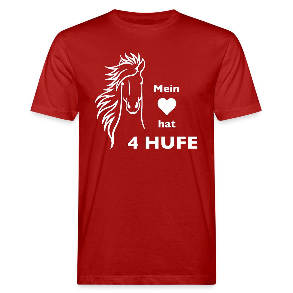 "Mein Herz hat 4 Hufe" Grafik-Stil - Männer Bio-T-Shirt - Dunkelrot