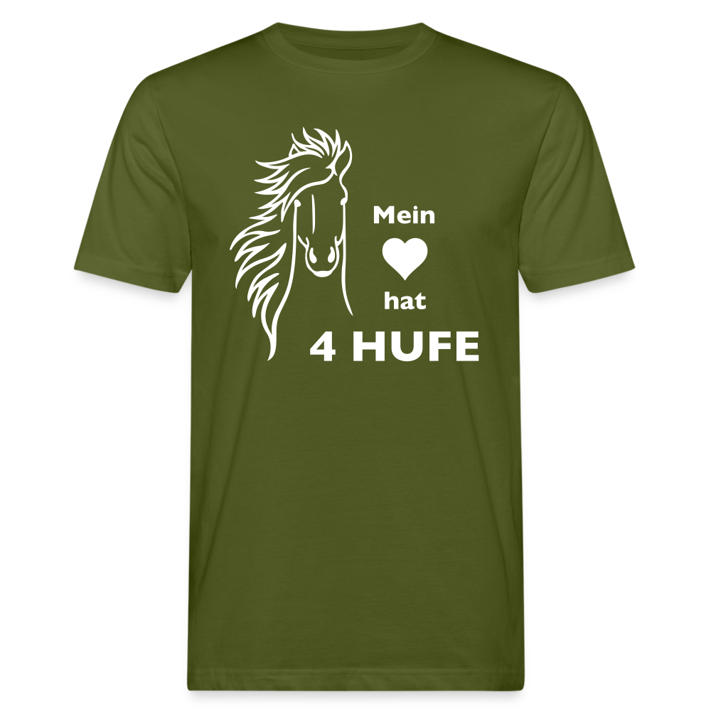 "Mein Herz hat 4 Hufe" Grafik-Stil - Männer Bio-T-Shirt - Moosgrün