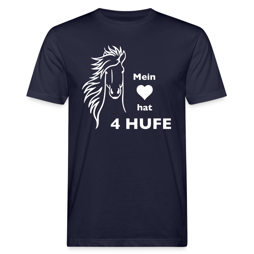 "Mein Herz hat 4 Hufe" Grafik-Stil - Männer Bio-T-Shirt - Navy