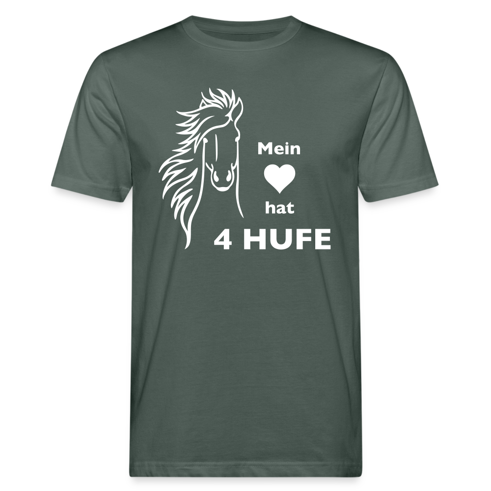 "Mein Herz hat 4 Hufe" Grafik-Stil - Männer Bio-T-Shirt - Graugrün