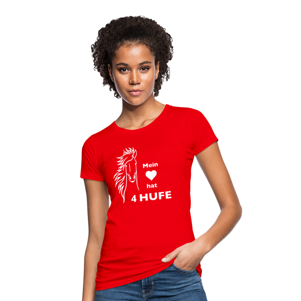 "Mein Herz hat 4 Hufe" Grafik-Stil - Frauen Bio-T-Shirt - Rot