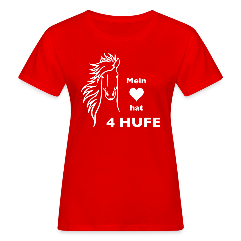 "Mein Herz hat 4 Hufe" Grafik-Stil - Frauen Bio-T-Shirt - Rot