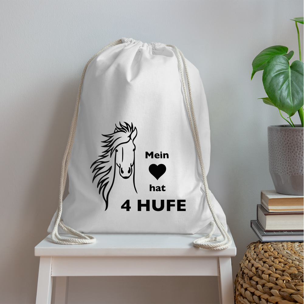 "Mein Herz hat 4 Hufe" Grafik-Stil - Stallbeutel - weiß