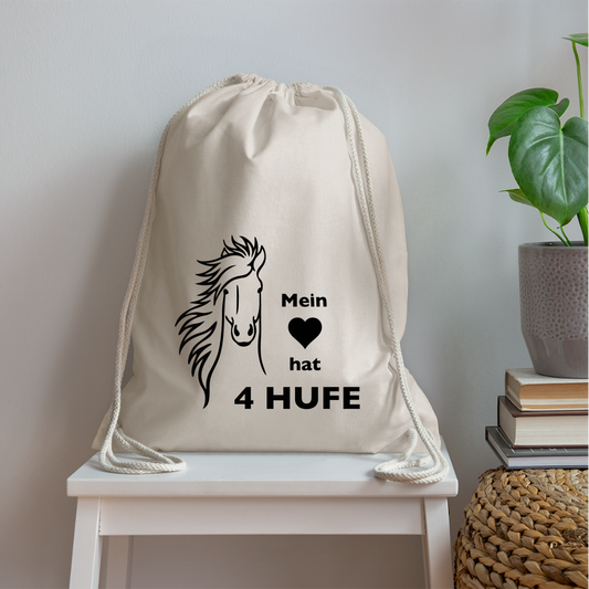 "Mein Herz hat 4 Hufe" Grafik-Stil - Stallbeutel - Natur