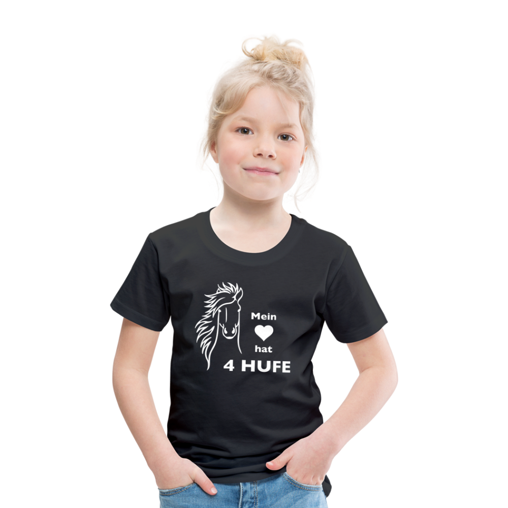 "Mein Herz hat 4 Hufe" Grafik-Stil - Kinder T-Shirt - Schwarz