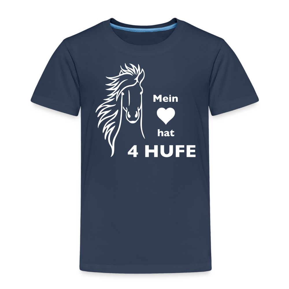 "Mein Herz hat 4 Hufe" Grafik-Stil - Kinder T-Shirt - Navy
