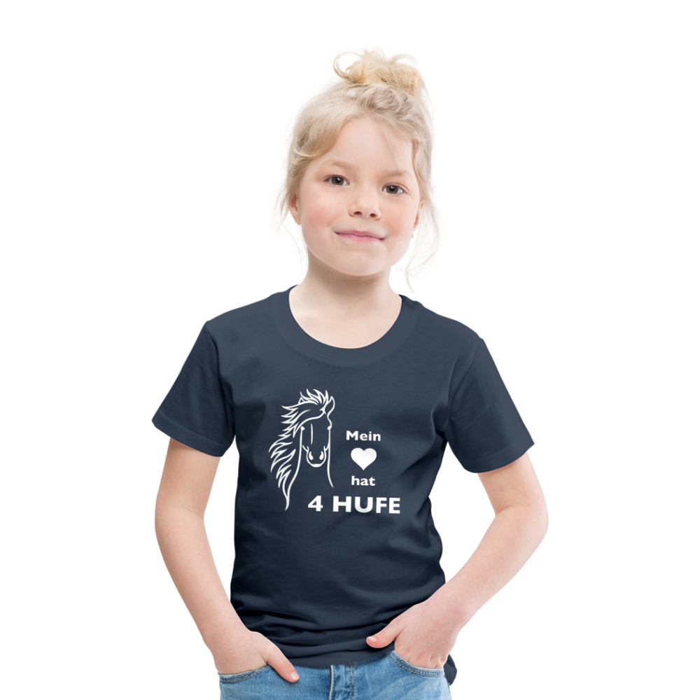 "Mein Herz hat 4 Hufe" Grafik-Stil - Kinder T-Shirt - Navy