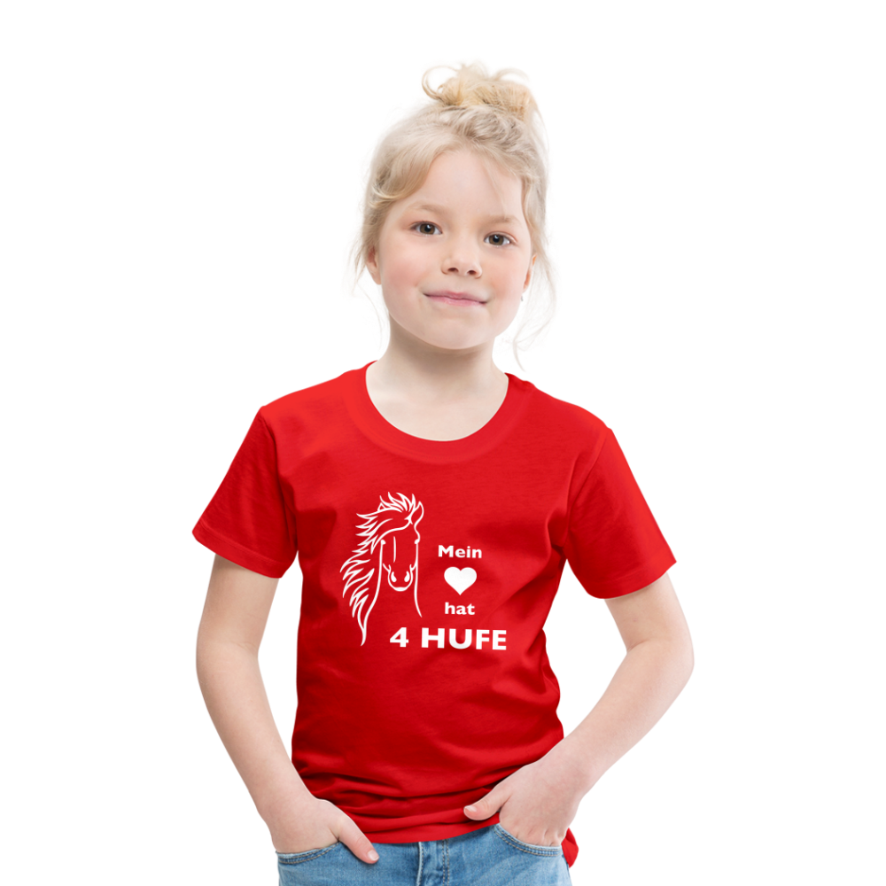 "Mein Herz hat 4 Hufe" Grafik-Stil - Kinder T-Shirt - Rot