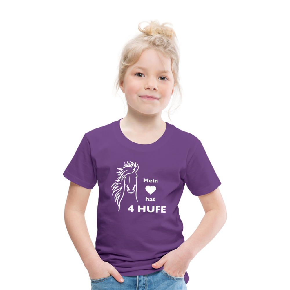 "Mein Herz hat 4 Hufe" Grafik-Stil - Kinder T-Shirt - Lila