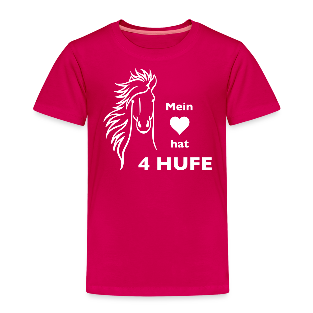 "Mein Herz hat 4 Hufe" Grafik-Stil - Kinder T-Shirt - dunkles Pink