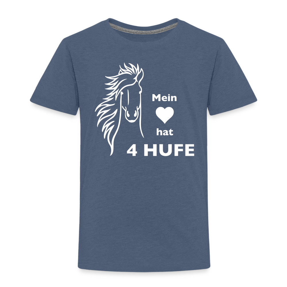 "Mein Herz hat 4 Hufe" Grafik-Stil - Kinder T-Shirt - Blau meliert