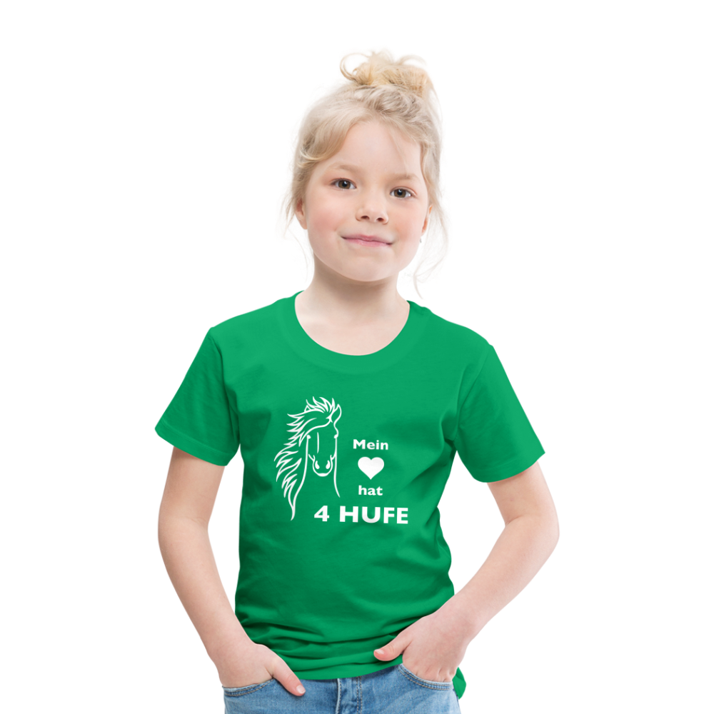 "Mein Herz hat 4 Hufe" Grafik-Stil - Kinder T-Shirt - Kelly Green
