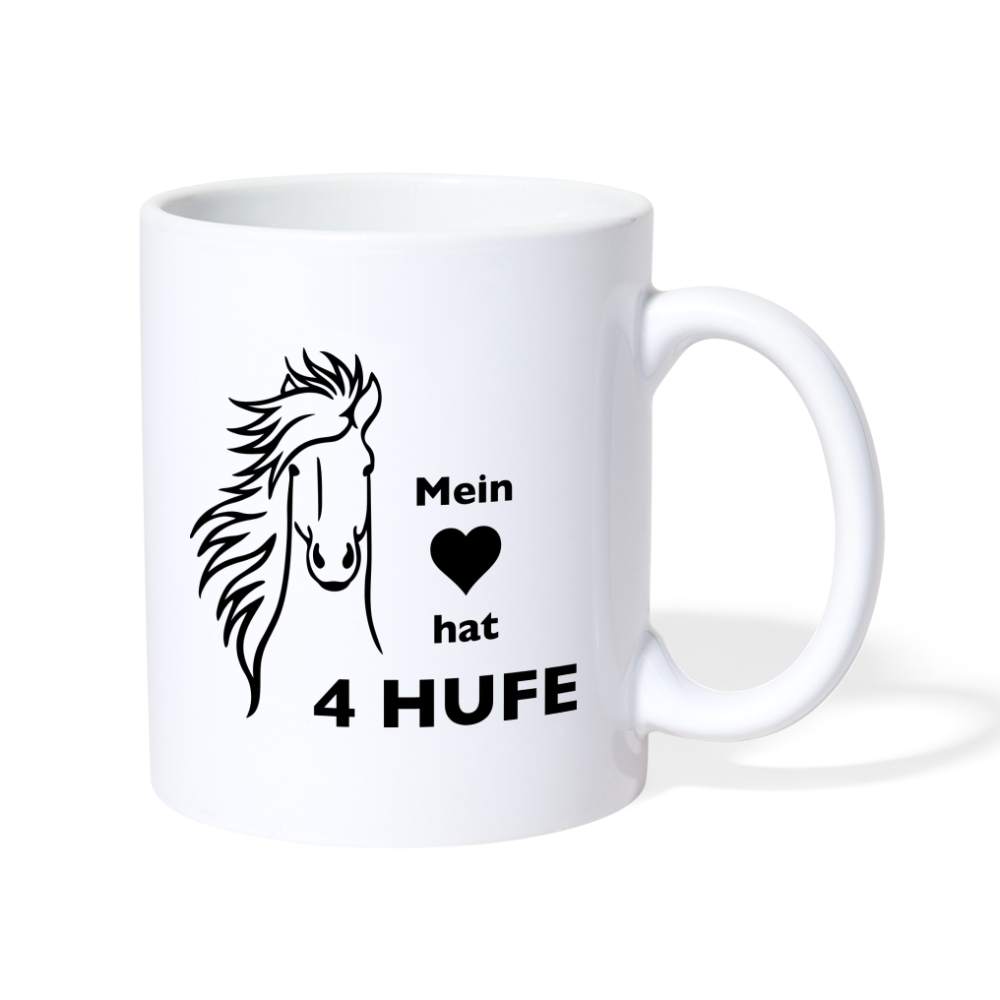 "Mein Herz hat 4 Hufe" Grafik-Stil - Tasse weiß - weiß
