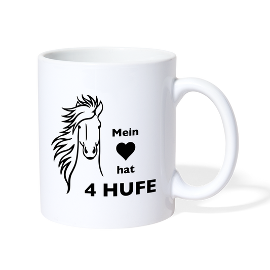 "Mein Herz hat 4 Hufe" Grafik-Stil - Tasse weiß - weiß